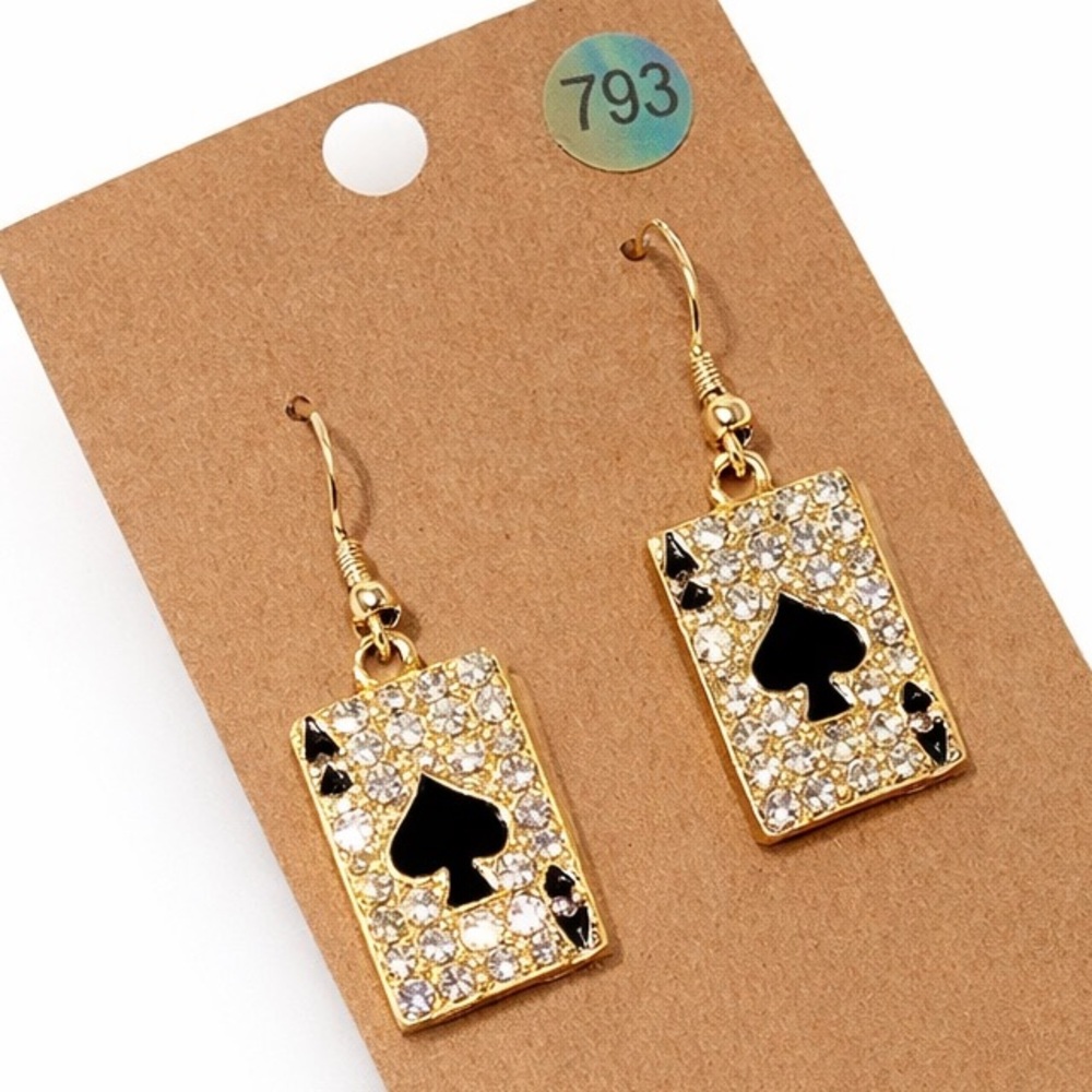 Gold and Black Playing Card Earrings